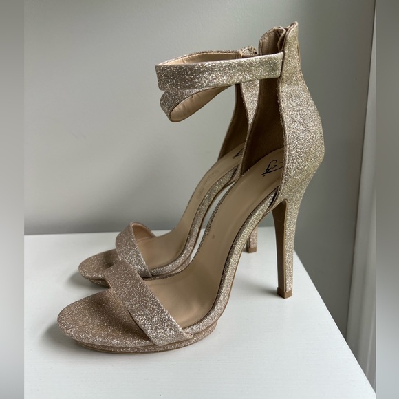 Windsor champagne gold glitter special occasion/prom/homecoming/wedding heels - Picture 14 of 14